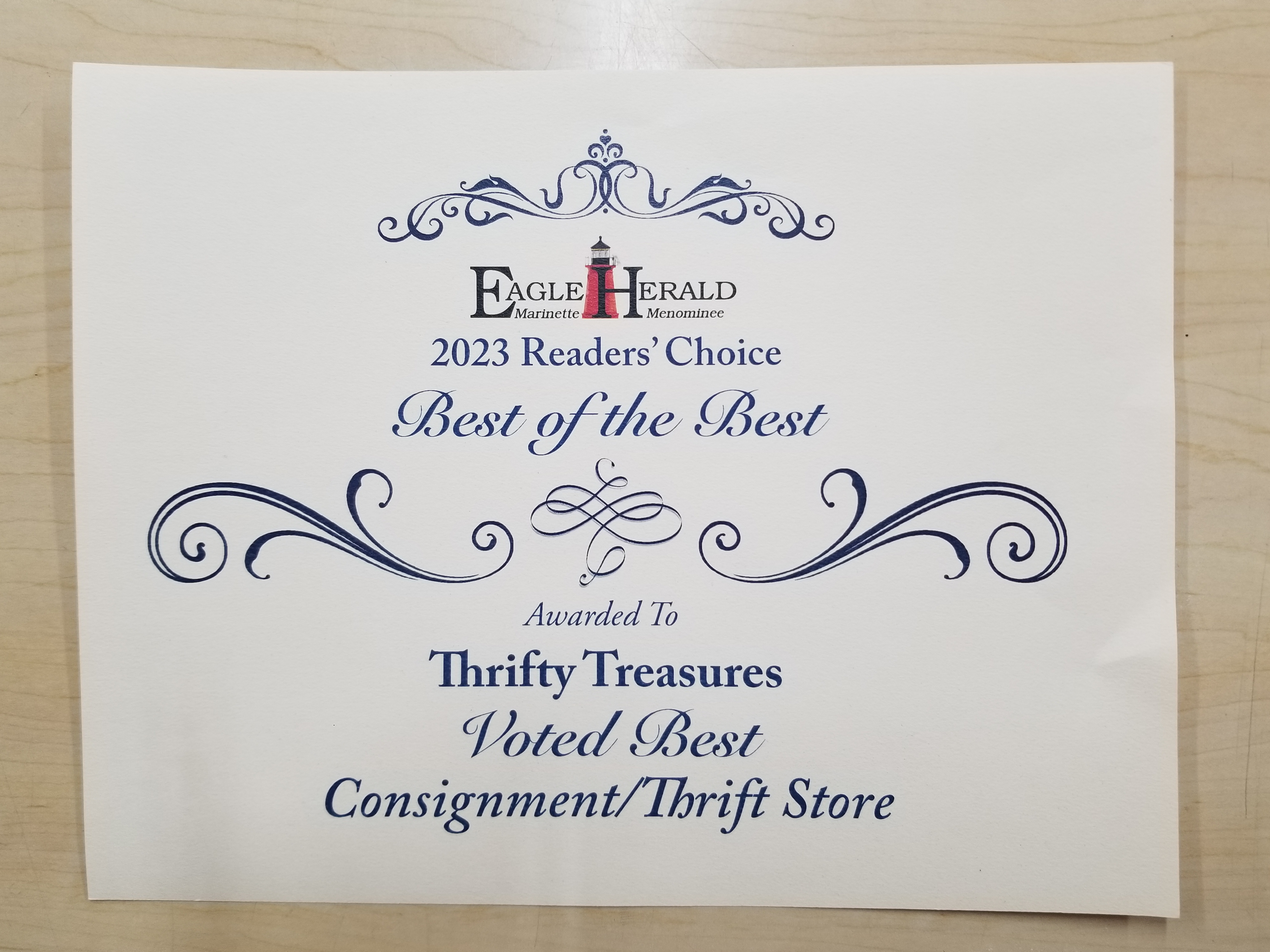 Photo of Thrifty Treasures's Best Consignment Store award