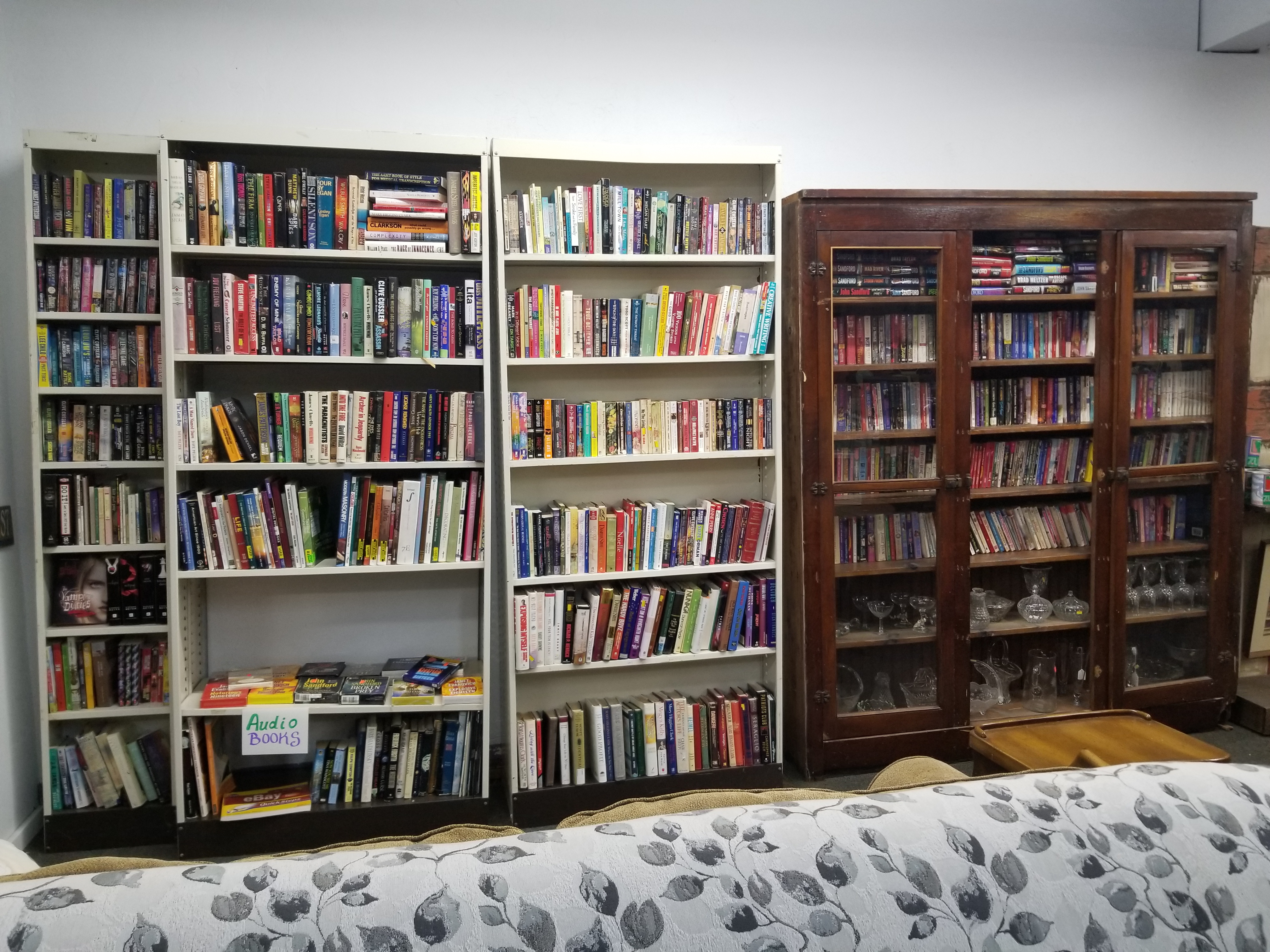 Photo of our bookshelves, stuffed to bursting